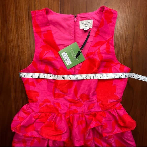 Kate Spade Pink Floral Peplum Sleeveless Midi Dress, 6 - Picture 8 of 9